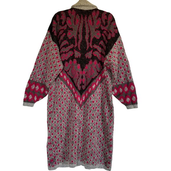 Vintage Cervelle Wool Blend Cardigan Coat - Chunky Knit, Bold 80s Print, Size M - Picture 2 of 6